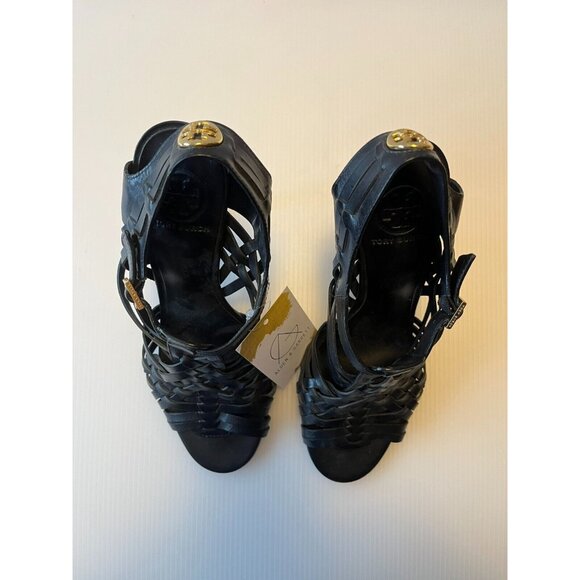 Tory Burch Black Woven Strappy Heels W/ Open Toes, Size 9.5 (US) - Picture 3 of 11
